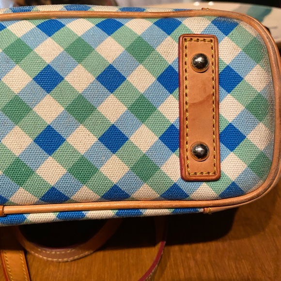 Dooney & Bourke Plaid Green and Blue Canvas Tote - Picture 4 of 15